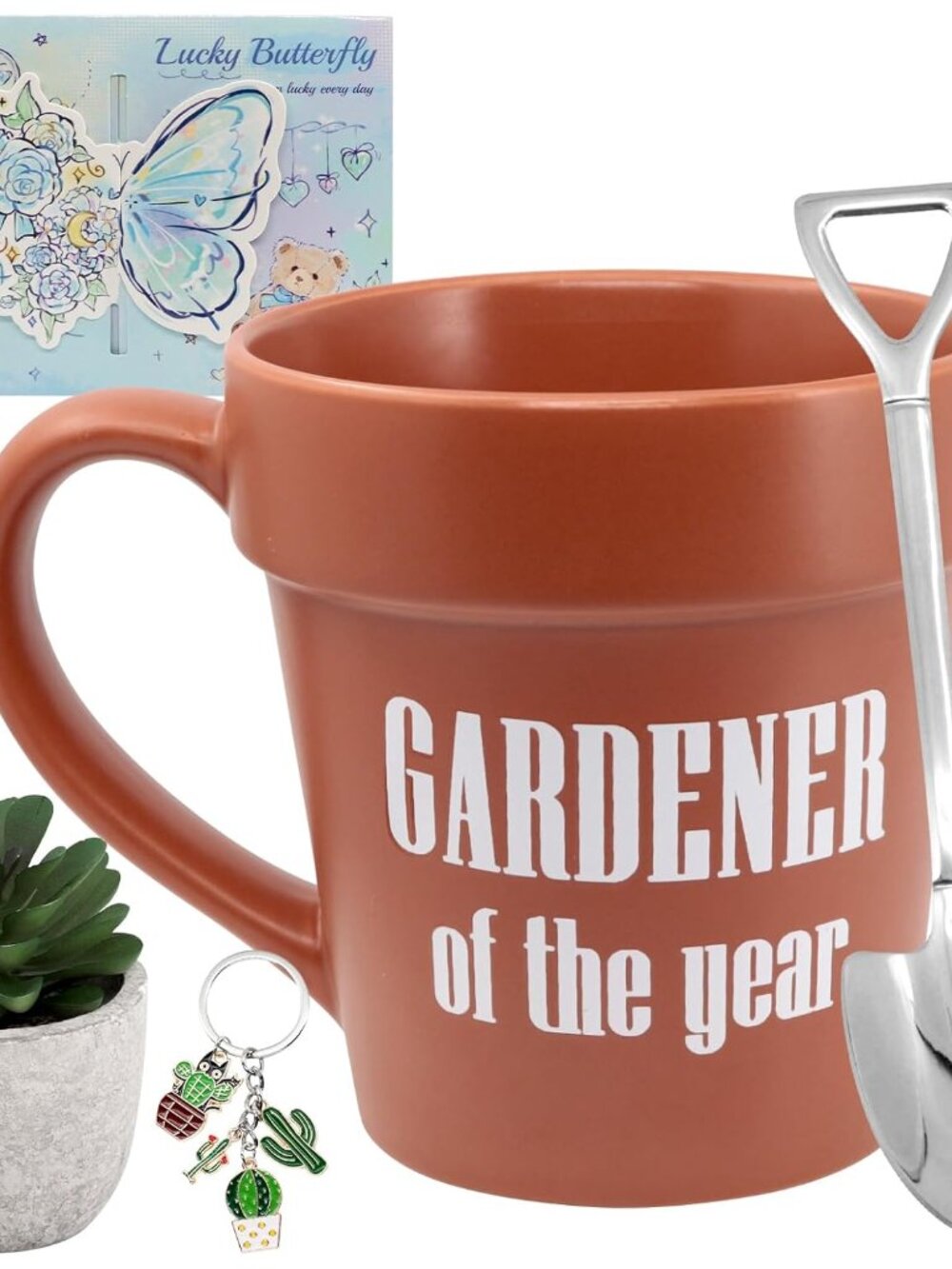 Gardener Coffee Mug Gifts Sets, Funny Plant Mug with Shovel Spoon